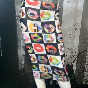 Good time USA Skirt with multi colored lips
